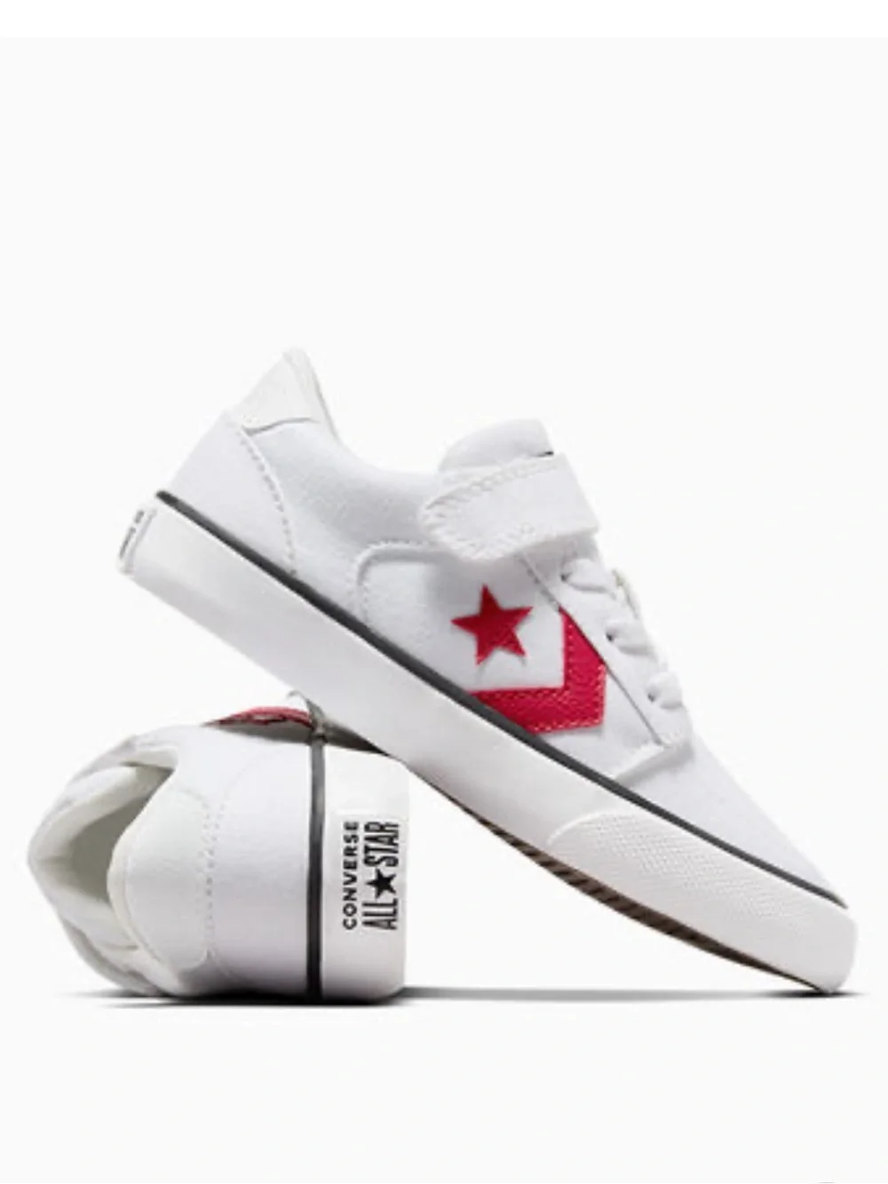 NWT Converse Belmont Kids Low Top Sneakers in White and Red Sz 10